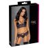 Cottelli - Conjunto de lingerie rendada 3 peças (preto-violeta)