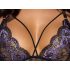 Cottelli - Conjunto de lingerie rendada 3 peças (preto-violeta) - M