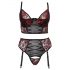 Cottelli Plus Size - Conjunto de Sutiã com Cinta-liga (preto-vermelho)