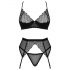 Conjunto de Lingerie Obsessive Chemeris com Cinta-liga (Preto) - M/L