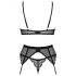 Conjunto de Lingerie Obsessive Chemeris com Cinta-liga (Preto) - M/L