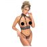 Abierta Fina - Conjunto de lingerie com correntes (preto)