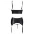 Abierta Fina - Conjunto de lingerie rendada e cintilante (preto) - 85B/L