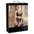 Abierta Fina - Conjunto de lingerie rendada e cintilante (preto) - 85C/L