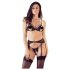 Cottelli - Conjunto de lingerie rendado aberto (preto)