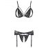 Cottelli - Conjunto de lingerie rendado aberto (preto)