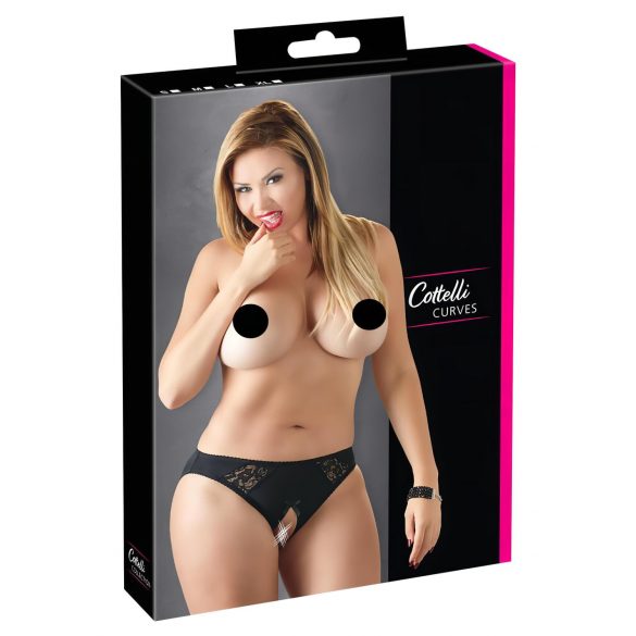 Cottelli Plus Size - Calcinha rendada aberta (preta)