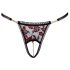 Cottelli - tanga luxuosa com pérolas e rosas (vermelho-preto) - M/L