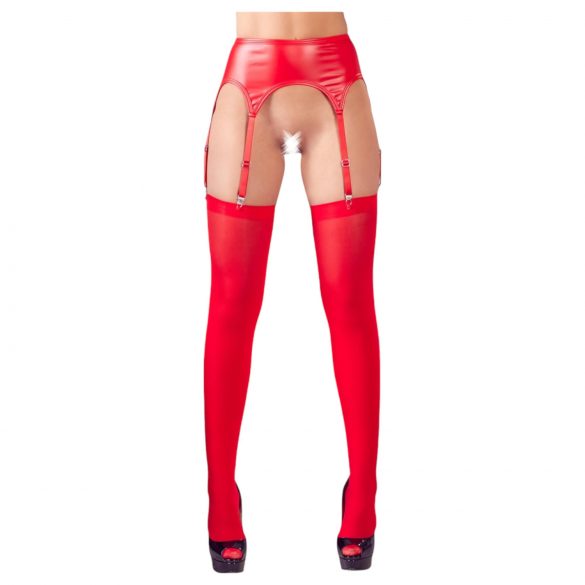 NO:XQSE - Conjunto cinto liga brilhante (vermelho) - L/XL