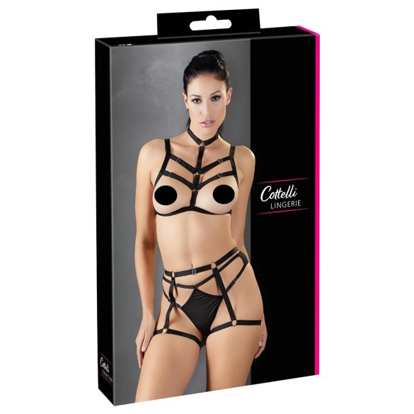 Cottelli - Conjunto de lingerie harness decorativo - preto (S-L)