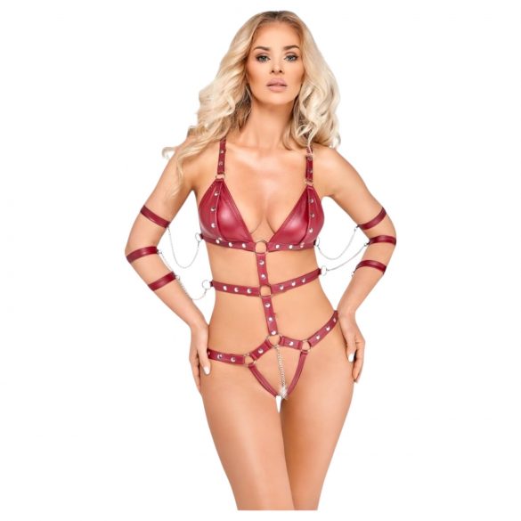 Bad Kitty - Body Bondage com Tachas (Vermelho) - M