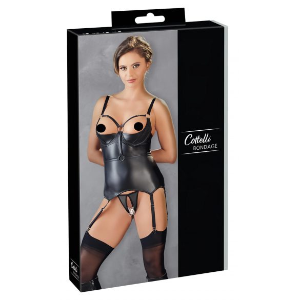 Cottelli Bondage - Top brilhante com suporte e amarras (preto)