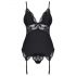 Obsessive 810-COR-1 - Top rendado com cinta-liga e tanga (preto)