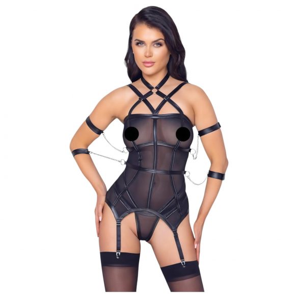 Cottelli Bondage - Top com Algemas e Tanga (Preto)