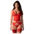 Conjunto Cupide Desir Obsessive - Top rendado transparente (vermelho)