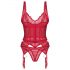 Conjunto Cupide Desir Obsessive - Top rendado transparente (vermelho)