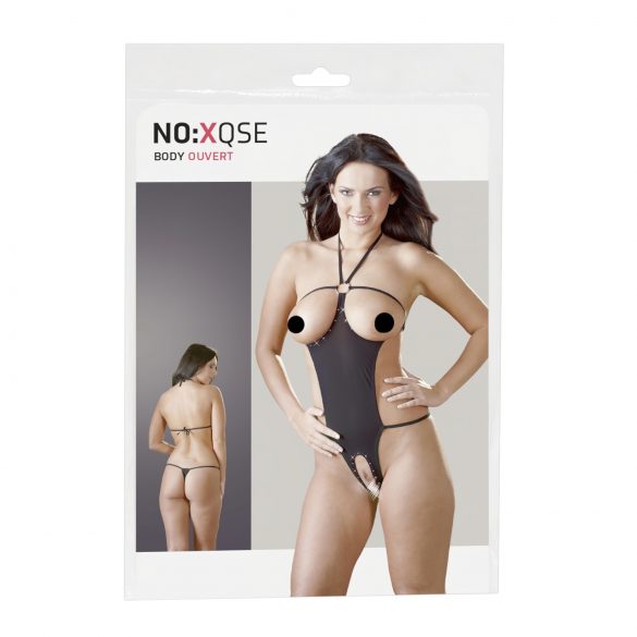 NO:XQSE - Body sexy com strass e aberto - preto (S-L)