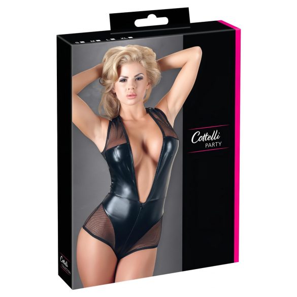 Cottelli - Body Arrastão Brilhante (Preto)