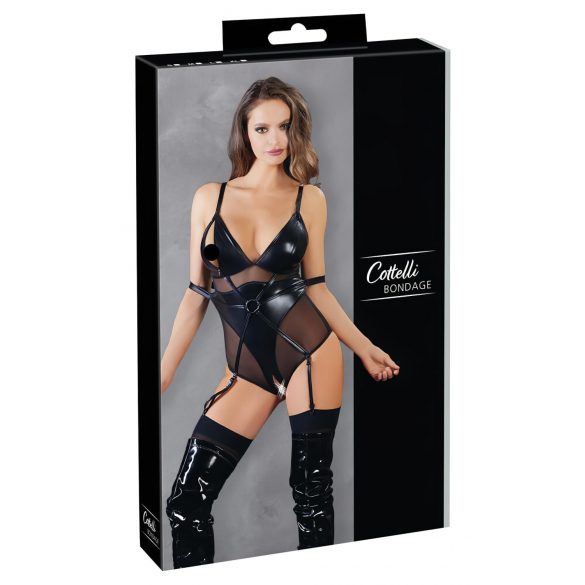 Cottelli Bondage - Body brilhante com algemas (preto)