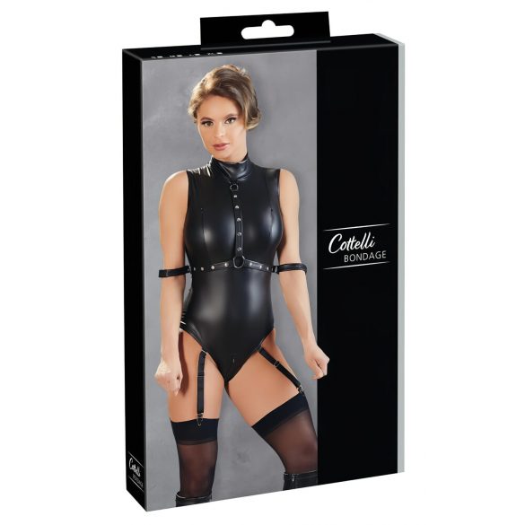 Body Brilhante com Algemas - Cottelli Bondage (Preto)