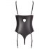 Abierta Fina - body aberto c/ renda brilhante (preto)