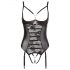 Abierta Fina - body aberto c/ renda brilhante (preto) - 80B/M