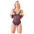 Cottelli - Body Aberto com Renda e Pérolas (Preto) - XL