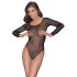 NO:XQSE - Body Longo de Renda Brilhante Preto (S-L)