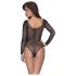 NO:XQSE - Body Longo de Renda Brilhante Preto (S-L)