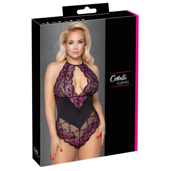 Cottelli Plus Size - Body Floral (preto-lilás)