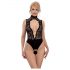 Abierta Fina - Body rendado aberto com strass (preto)