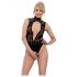 Abierta Fina - Body rendado aberto com strass (preto)