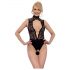 Abierta Fina - Body rendado aberto com strass (preto) - M