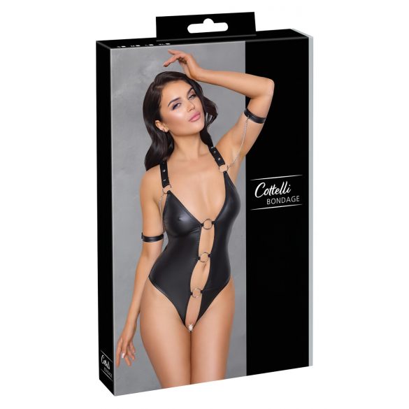 Cottelli Bondage - Body Aberto com Anéis Brilhantes (Preto) - M