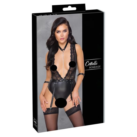 Cottelli Bondage - Body rendado com colar (preto) - M