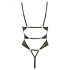 Abierta Fina - Body rendado aberto com strass (preto-dourado) - L