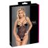 Cottelli - body rendado preto transparente com abertura - M