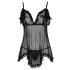 Cottelli - Babydoll leve, com babados (preto)