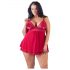 Cottelli Tamanho Plus - Babydoll de Renda Leve (Vermelho)