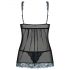 Obsessive Amanta - Babydoll com Tanga Bordada (Preto-Turquesa)