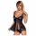 Obsessive Amanta - Babydoll com Tanga Bordada (Preto-Turquesa) - L/XL