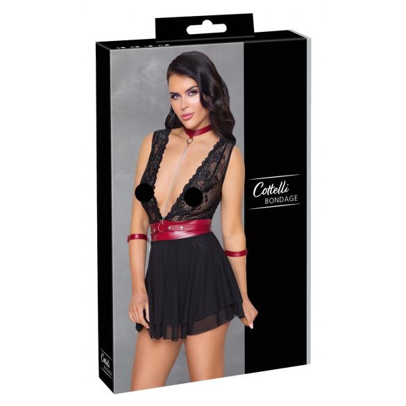 Cottelli Bondage - Chemise Rendado com Gola (Preto) - M