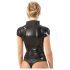 LATEX - Blusa preta feminina com zíper e manga curta