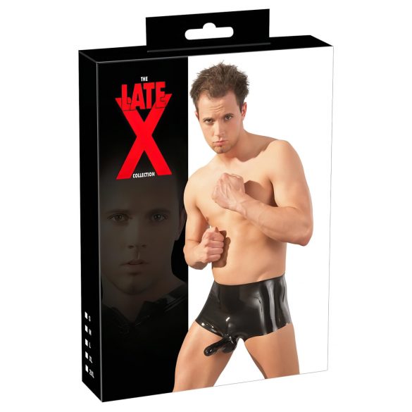 Boxer de látex com capa de pênis (preto)