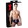 LATEX - cueca masculina com plug anal interno cônico (preto) - XL