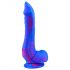 Inkipus - Dildo Silicone com Bolsa - 18cm (azul-rosa)