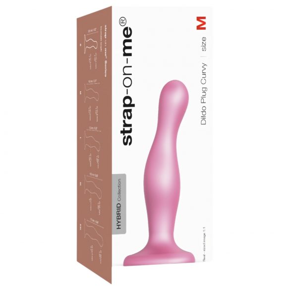 Strap-on-me Curvy M - dildo ondulado e rosa com ventosa