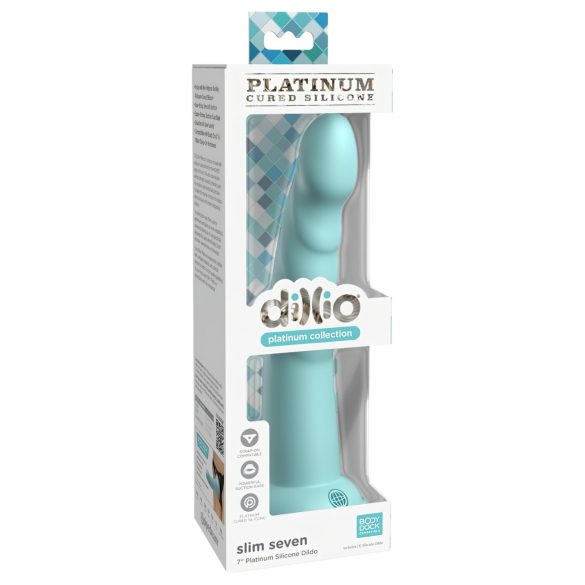 Dillio Slim Seven - Dildo Estimulante com Ventosa (20cm) - Turquesa