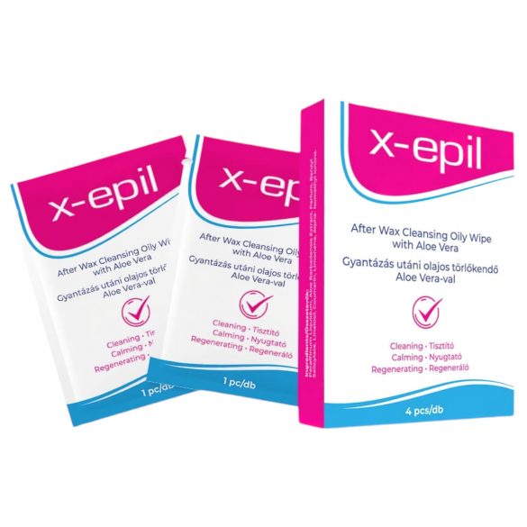 X-Epil - Lenços pós-depilação c/ óleo (4un) - Aloe Vera