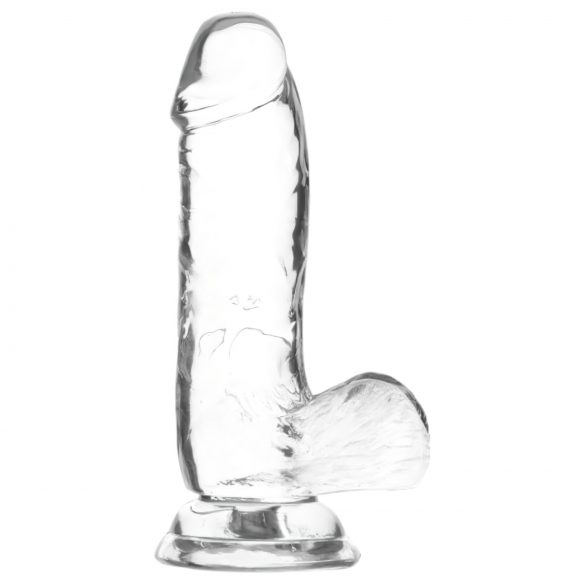 Dildo Transparente Crystal com Base e Testículos - 15cm